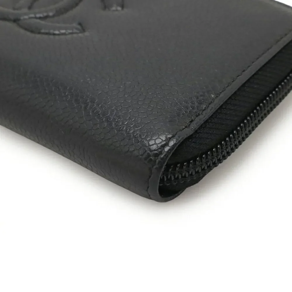 Chanel Caviar Leather Zip Wallet Black